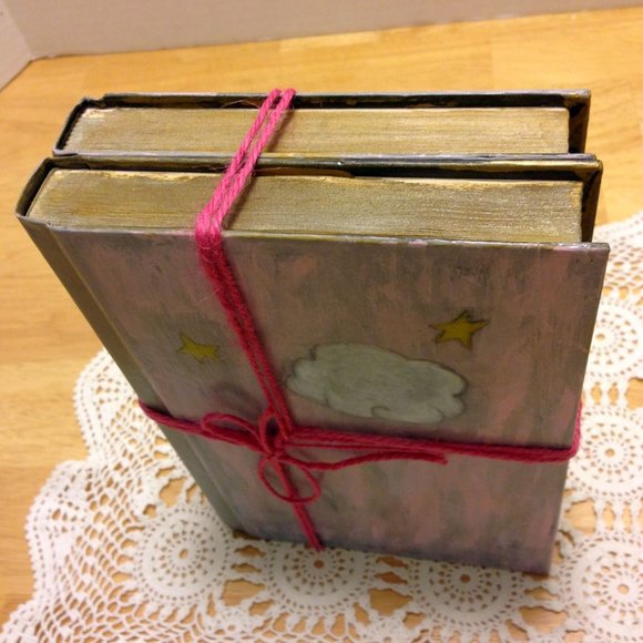 Handcrafted Pink and Grey Book Decor - Picture 3 of 5